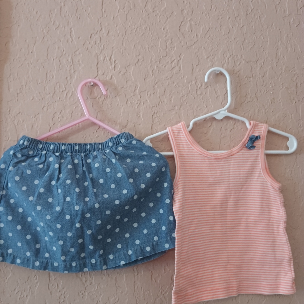 Carter Baby size 24 months tank top and skirt set with Pantys attached to skirt